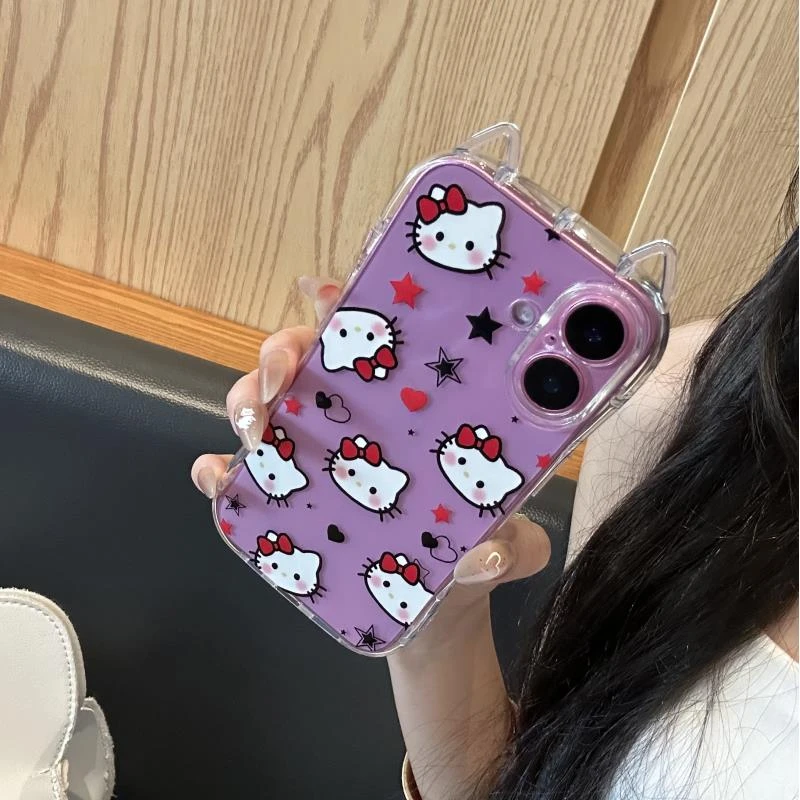 夕与空小头像凯蒂猫适用苹果16/15手机壳小蛮腰14猫耳朵13/12/11