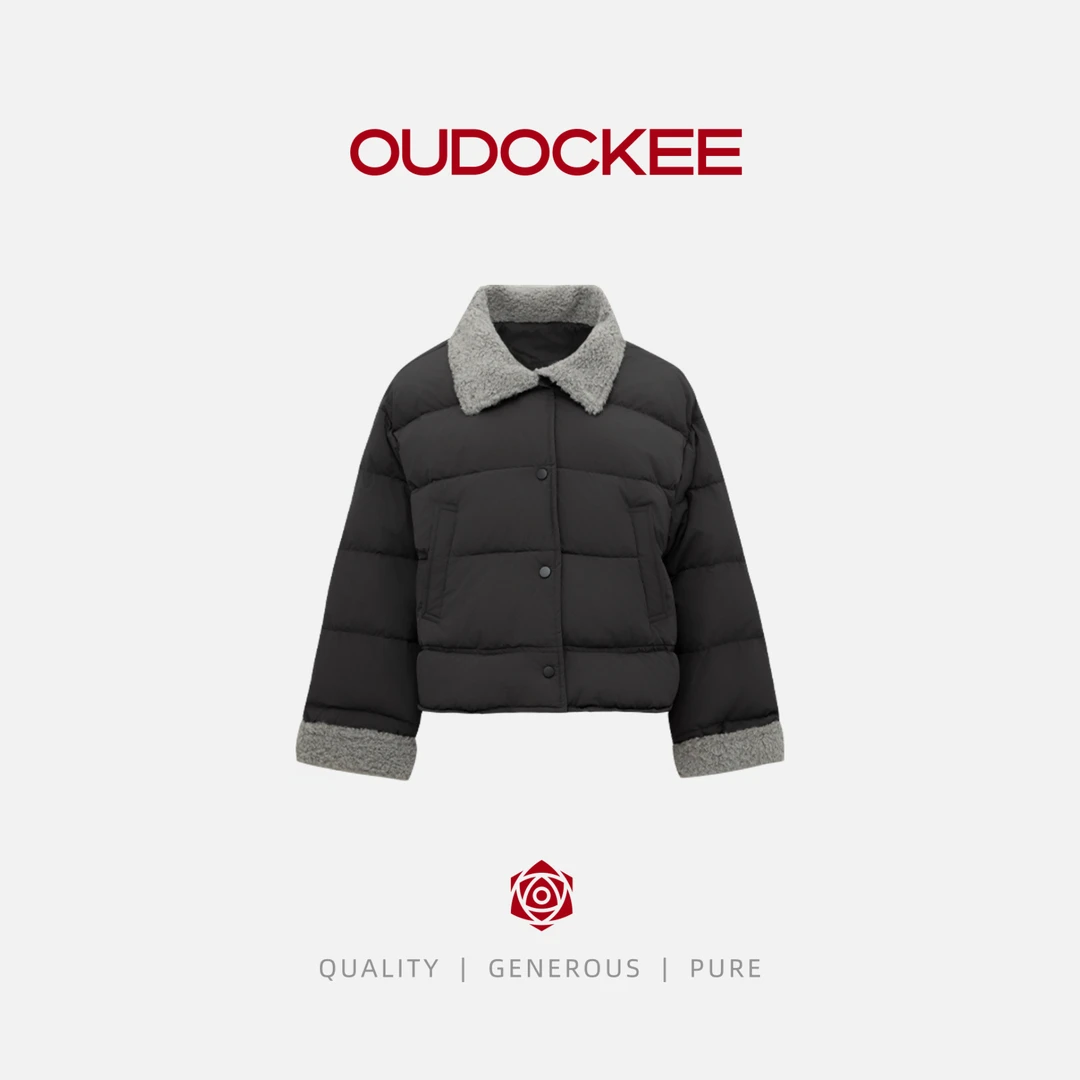 OUDOCKEE 鸥鸥【鸥鸥同款】复古拼接撞色翻领设计羽绒服百搭 202516