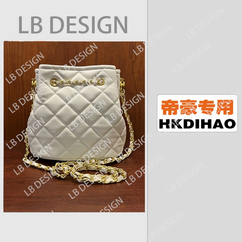 DESIGN【韩99288白色水桶20CM】手工打造真皮高端定制女士包