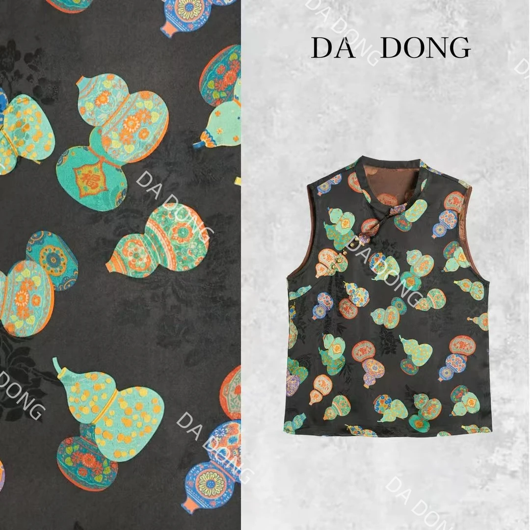 福禄满堂--中式国风气质时尚洋气碎花夏季复古显白盘扣无袖上衣