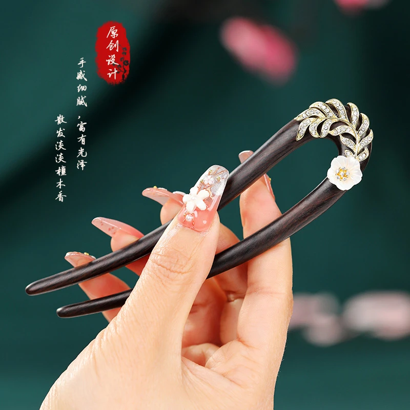 麦穗花▎檀木簪复古发簪流苏步摇木簪子头饰日常盘发古装挽发饰品