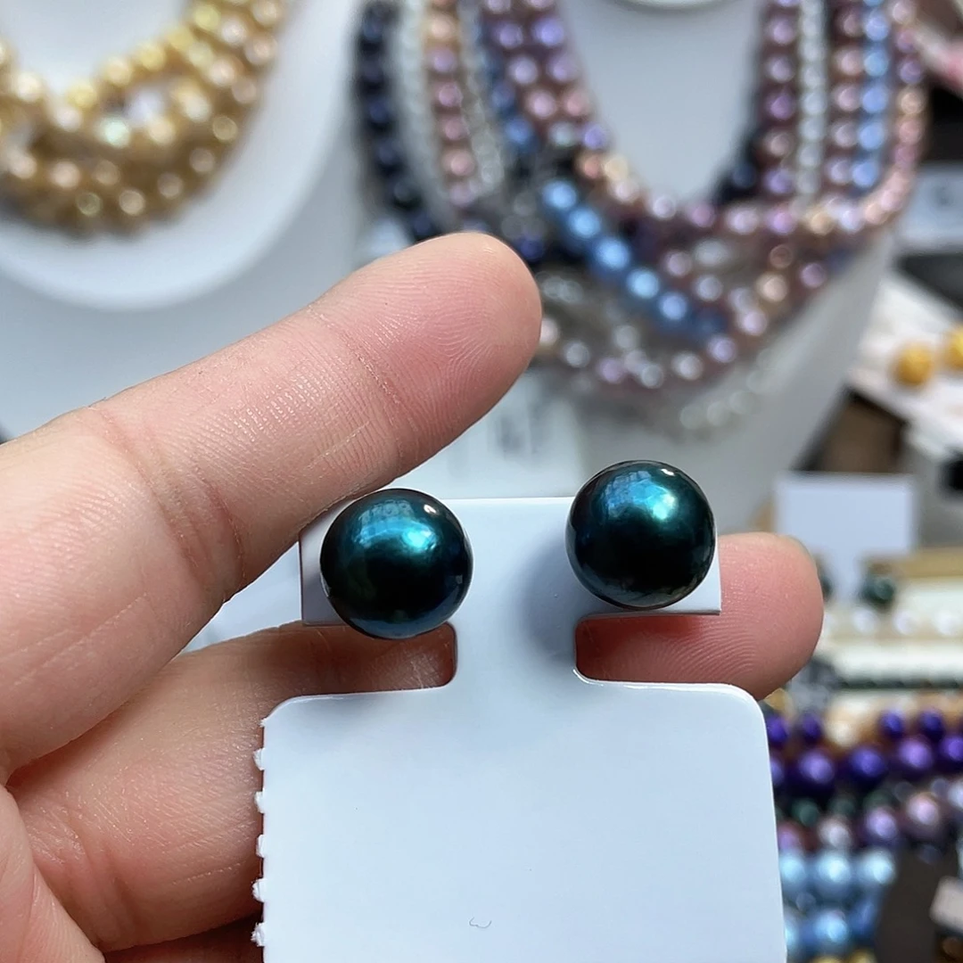 淡水珍珠耳饰银S925镶嵌