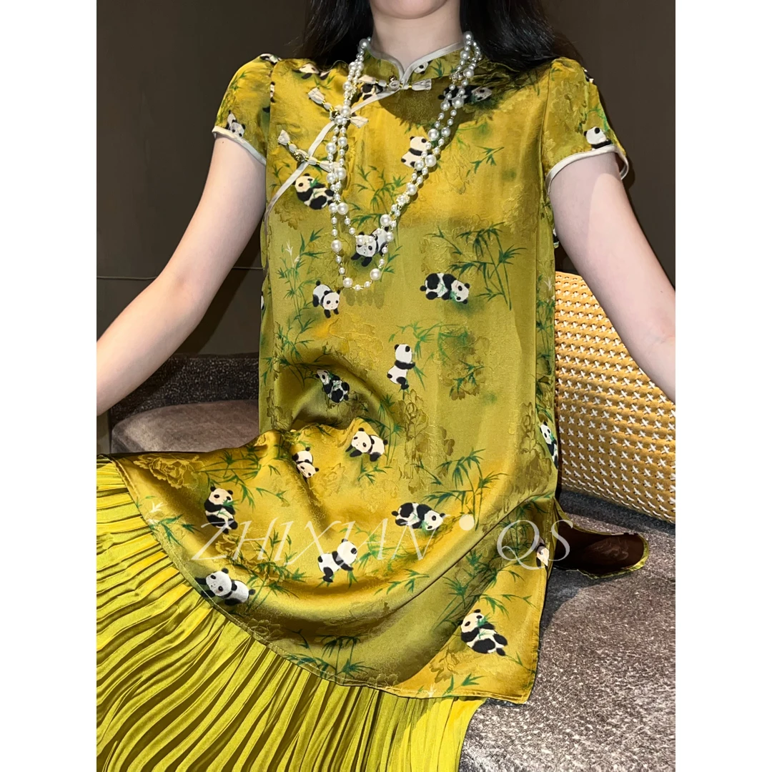 【智贤轻奢】可爱花花-25年夏季新款短袖新中式人丝香云小上衣