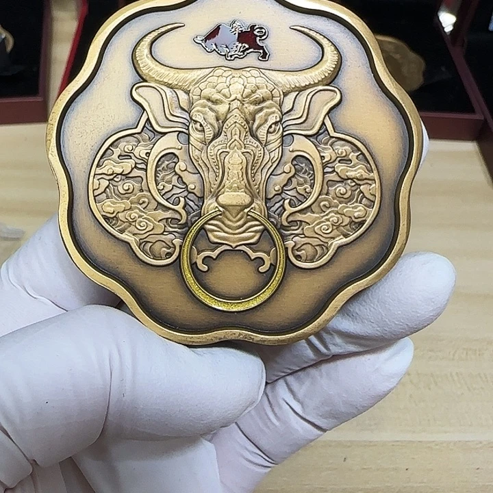 其他普通金属梅花生肖牛铜章沈阳造币厂