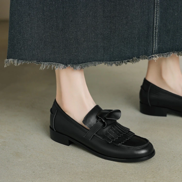 2.5cm 复古百搭粗跟乐福鞋春季英伦风通勤休闲舒适软底时尚乐福鞋