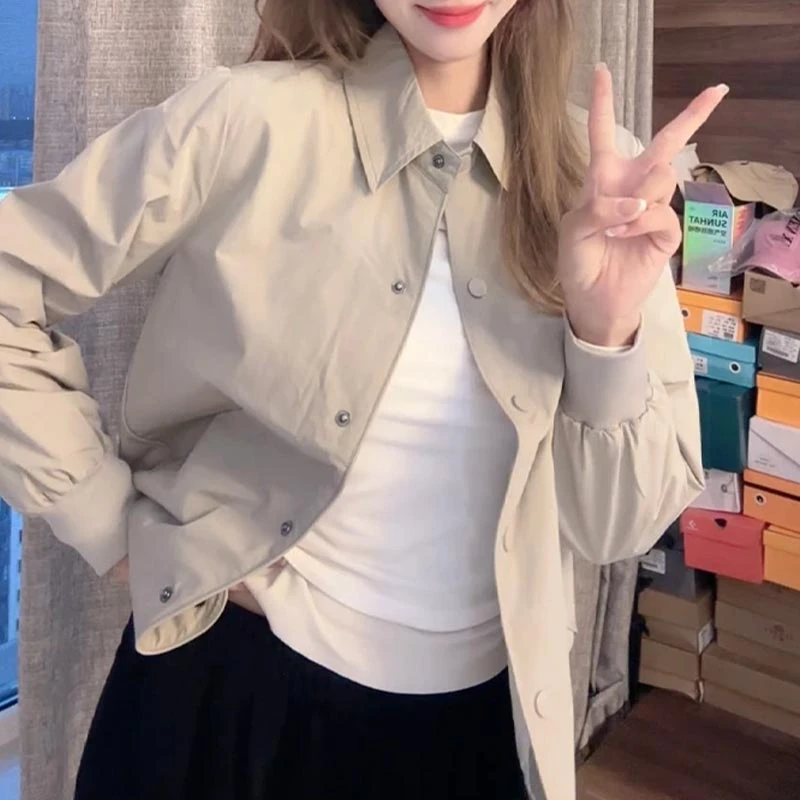 韩版短款外穿衬衫外套女2025春秋新款小个子百搭设计时尚百搭上衣