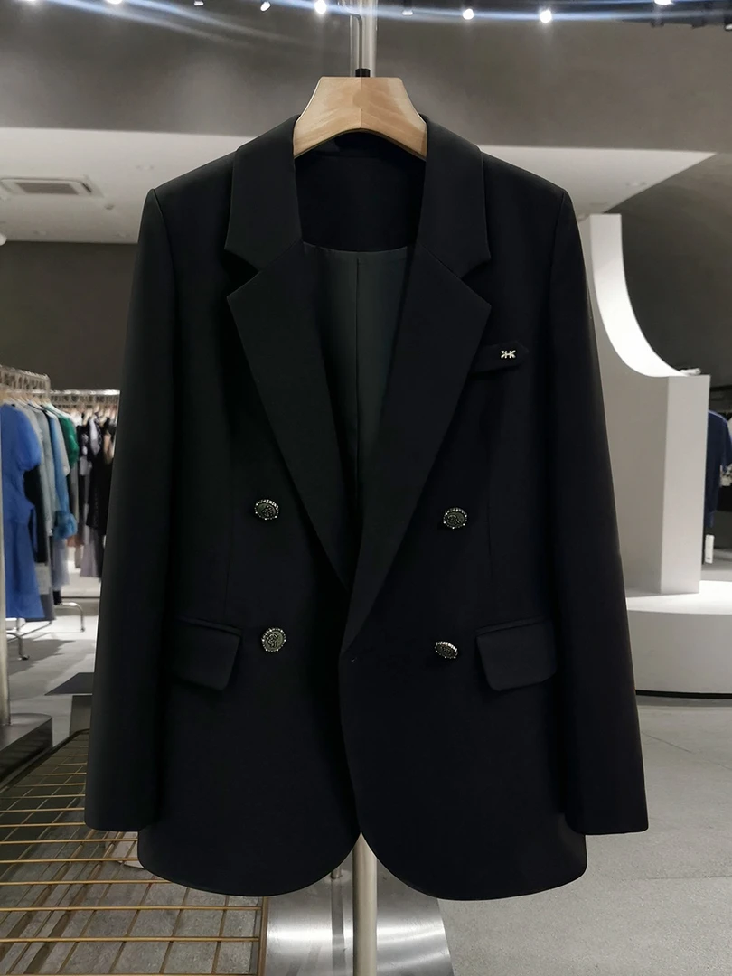 culv黑色英伦风超好看西装外套女2025款春秋季今年流行女神范西服