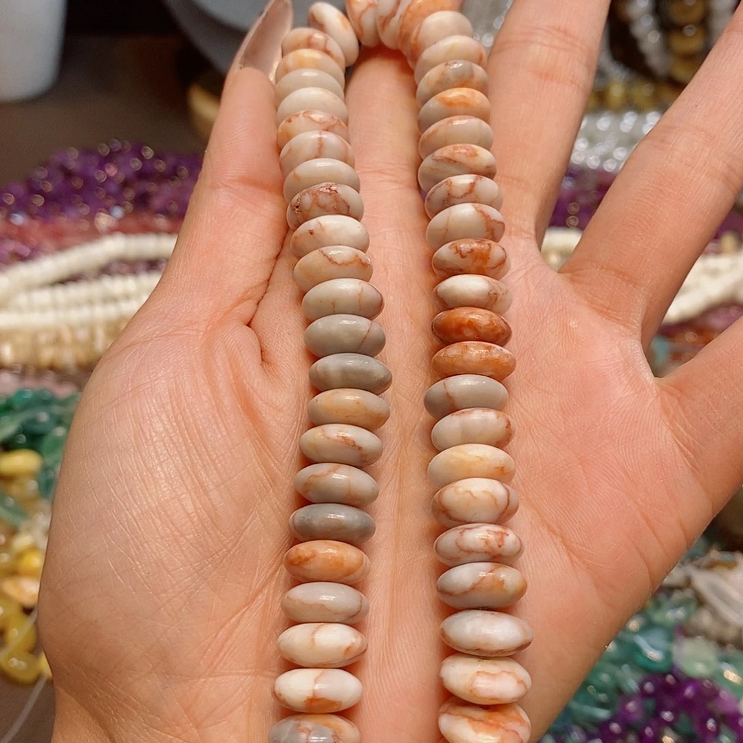 玛瑙/玉髓散珠粉网络飞碟12mm一条