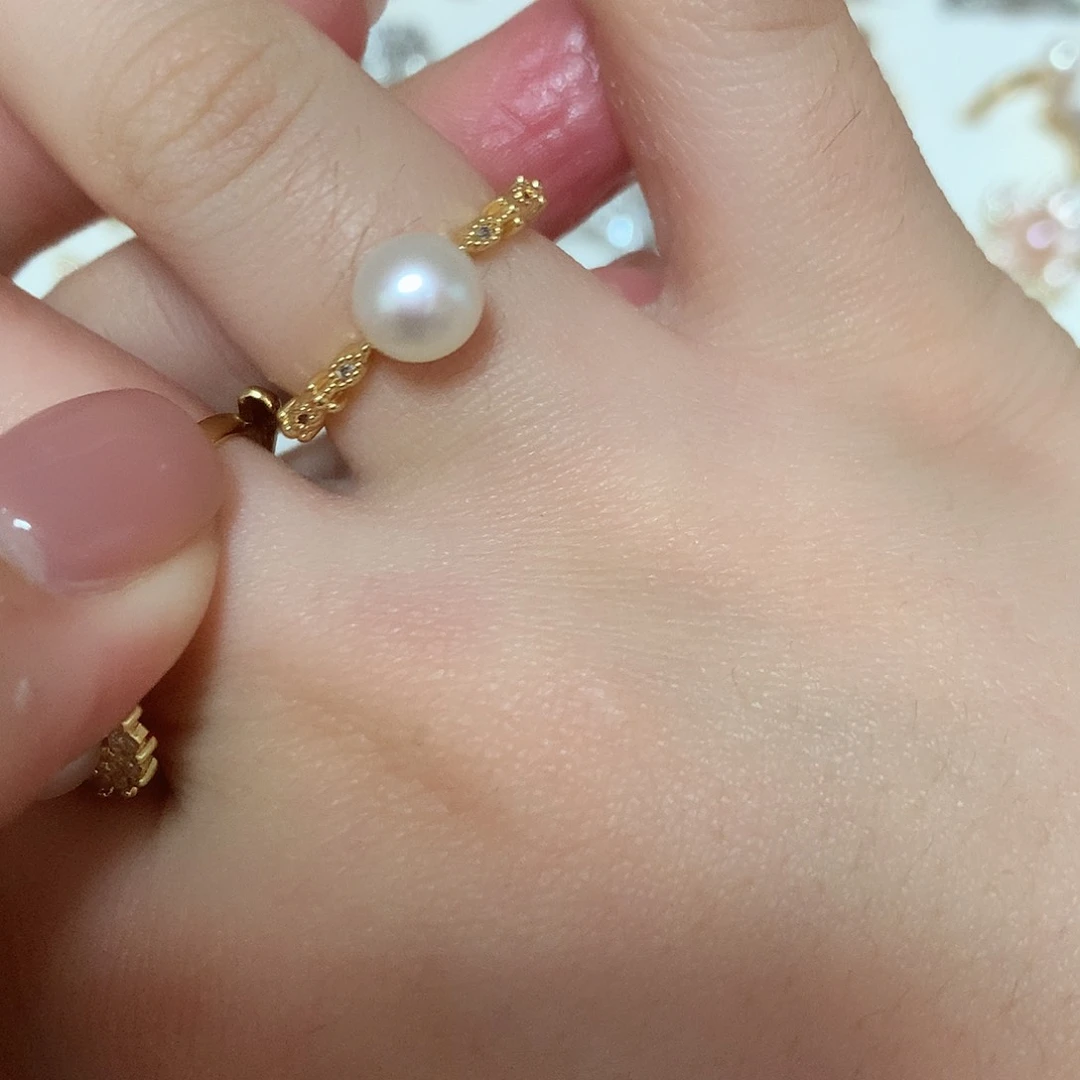 淡水珍珠戒指合金