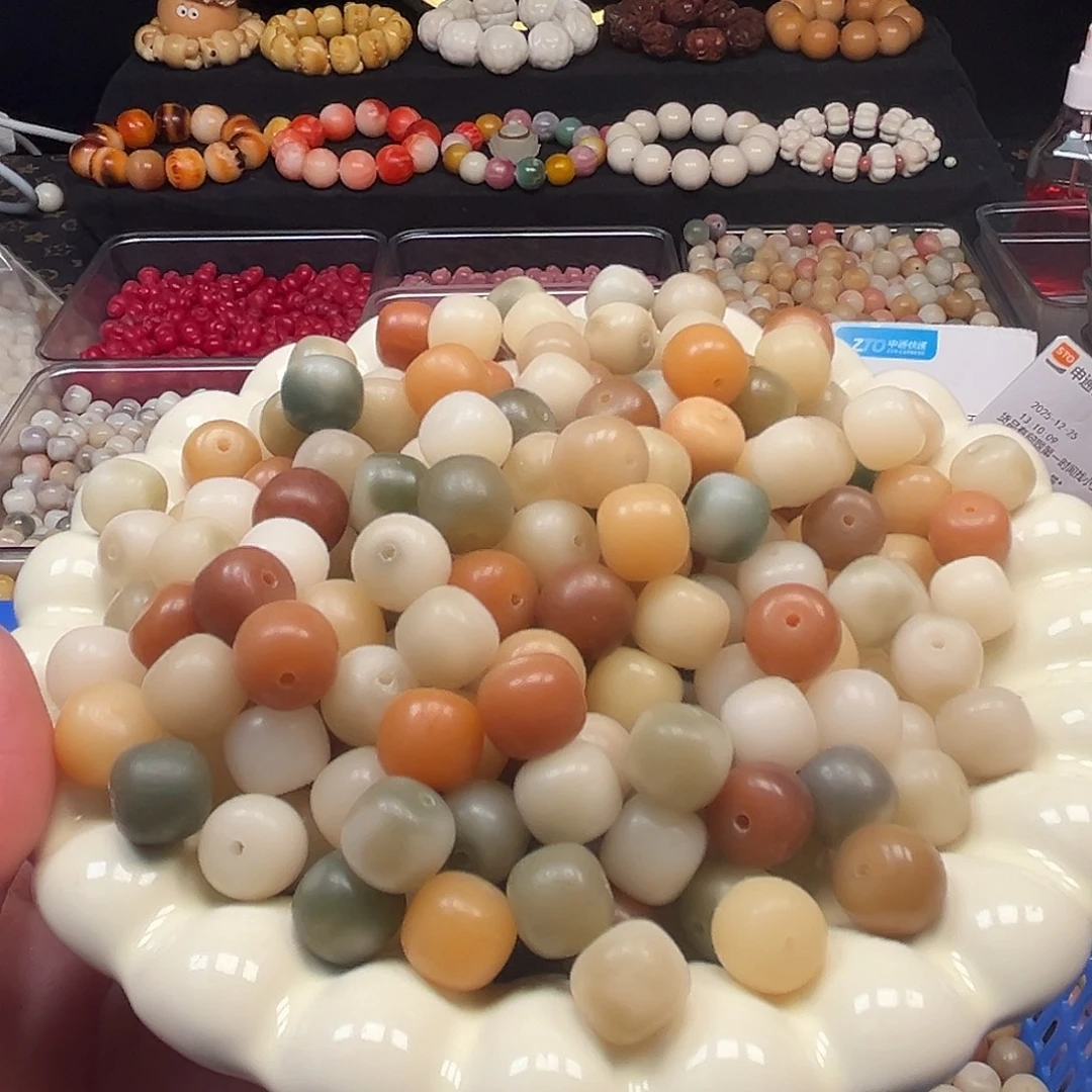 菩提根/象牙果手串100颗10➕水墨画桶珠