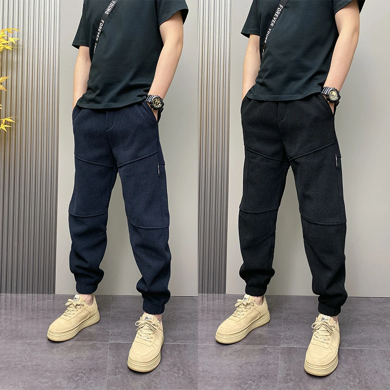 户外运动加绒加厚防寒保暖休闲裤男士秋冬新款时尚百搭潮牌束脚裤