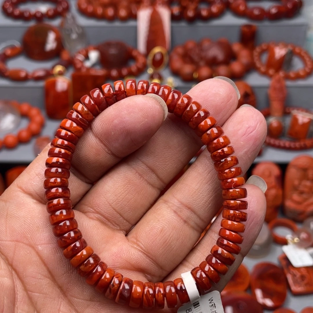 南红玛瑙未镶嵌珠宝奇石单圈7➕