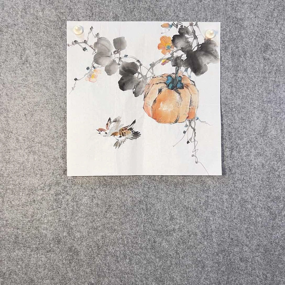 国画803 花鸟在树丛的顶端鸣叫叫声