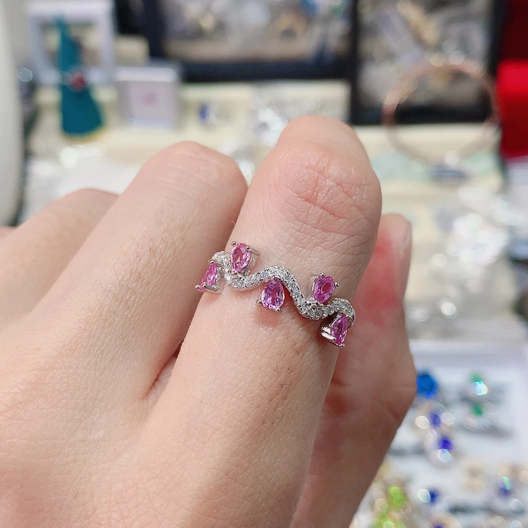 蓝宝石戒指银S925镶嵌