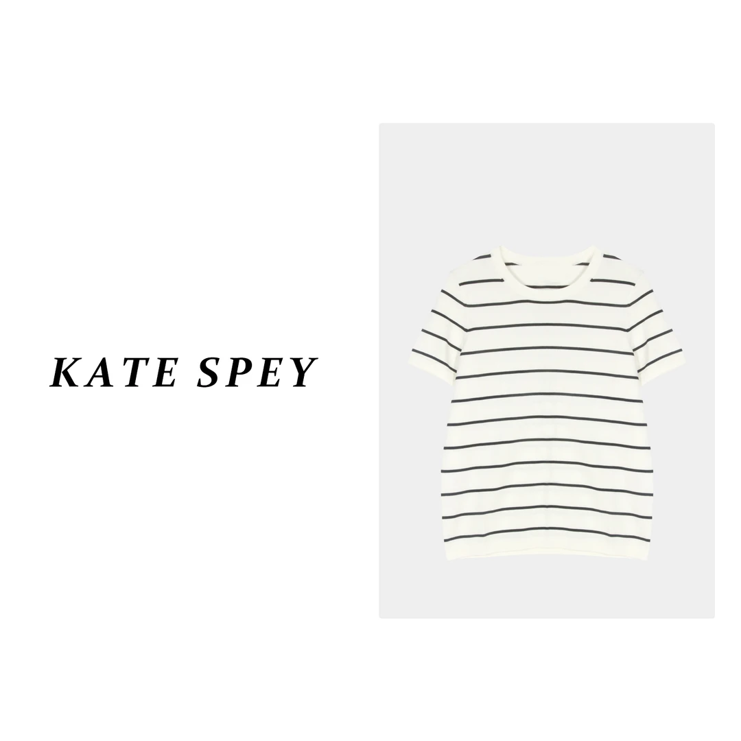 652#美式复古条纹短袖t恤女休闲宽松百搭半袖上衣1-1080