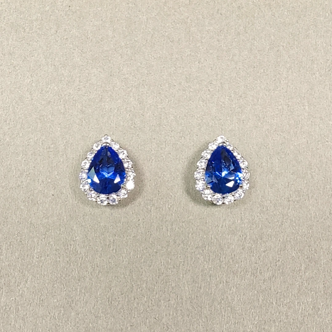 【高端定制】高贵奢藏级水滴蓝宝石耳钉713