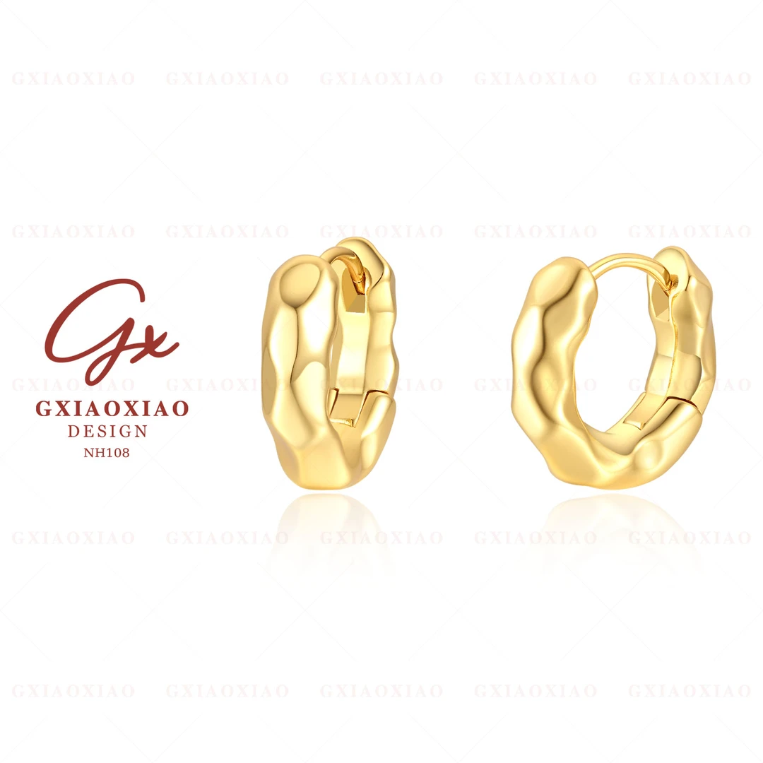 G XIAOXIAO 镀K金 简约百搭高级不规则褶皱感小众耳环欧美 NH108