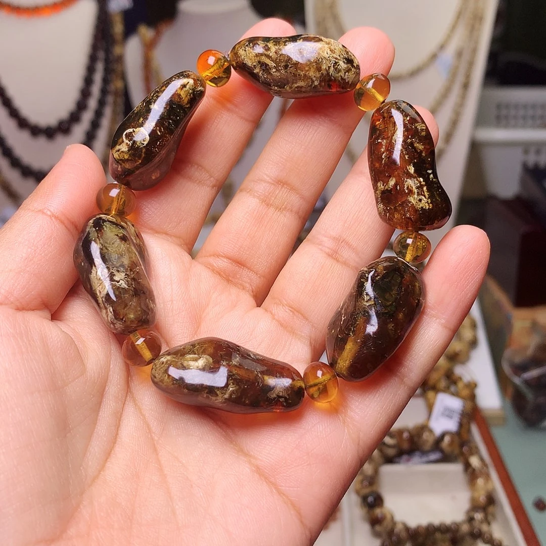 琥珀未镶嵌裸石花珀随形935