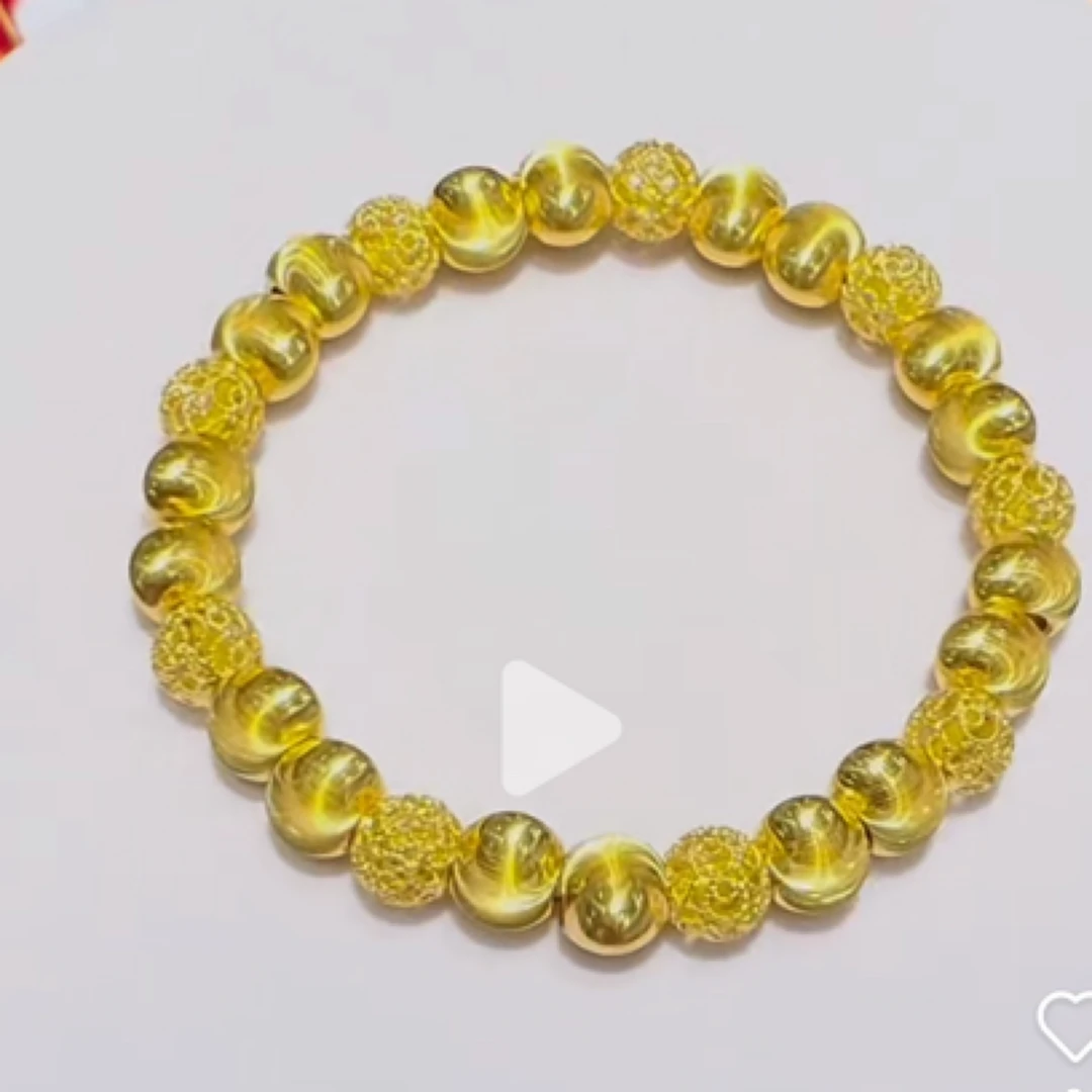 铜合金手链 Dlzea古法空心国潮文玩核桃珠弹力绳手串