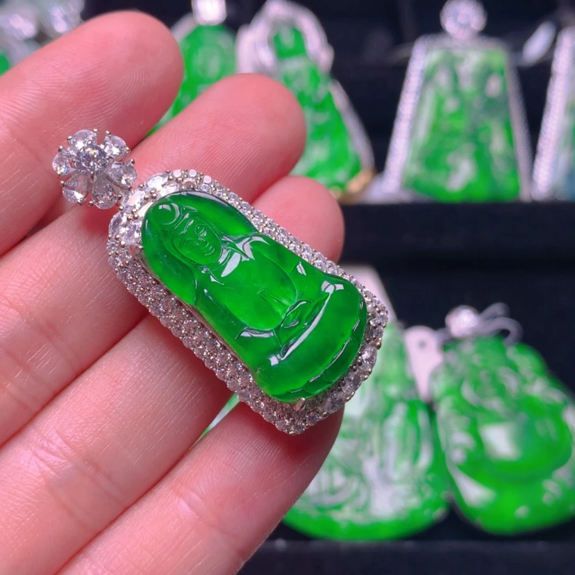 【闪购商品】翡翠银S925镶嵌吊坠(不含链)