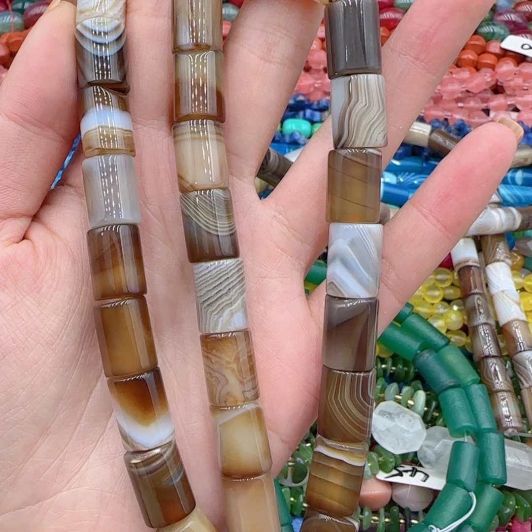 玛瑙/玉髓珠宝半成品未镶嵌缠丝玛瑙管珠10×13