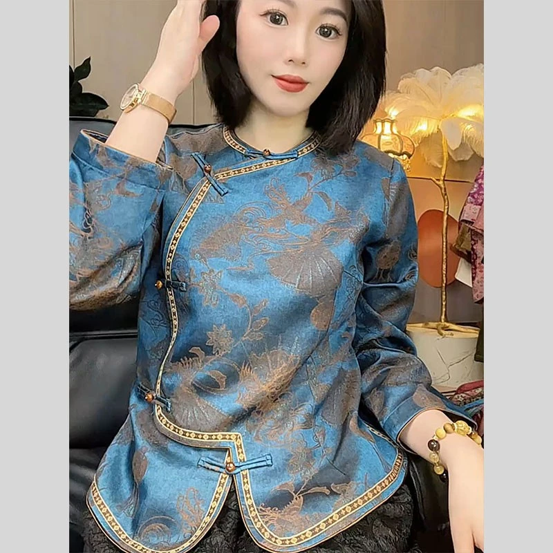 新中式国风上衣禅意高端精致唐装衬衫外套禅意小衫女2025秋季新款