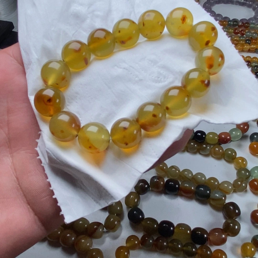 岫玉未镶嵌纯天然岫玉花玉无科技直播间无科技卡14花玉手串