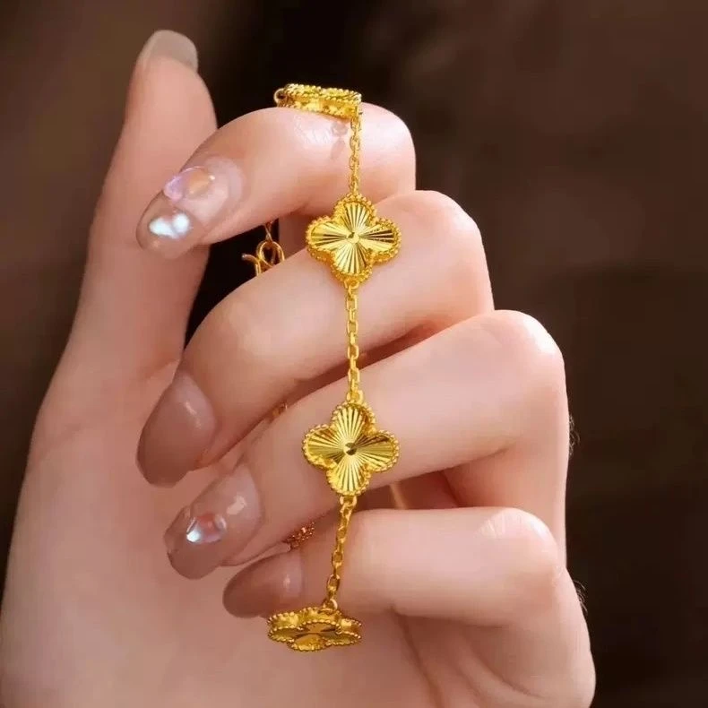 【18K金】四叶草五花手链百搭轻奢时尚简约经典气质精致可调节素款