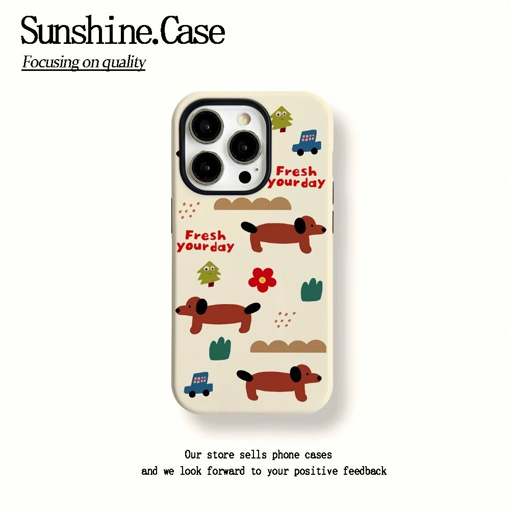 菲林二合一适用苹果华为vivo小米oppo手机壳可爱腊肠狗16PRO/15