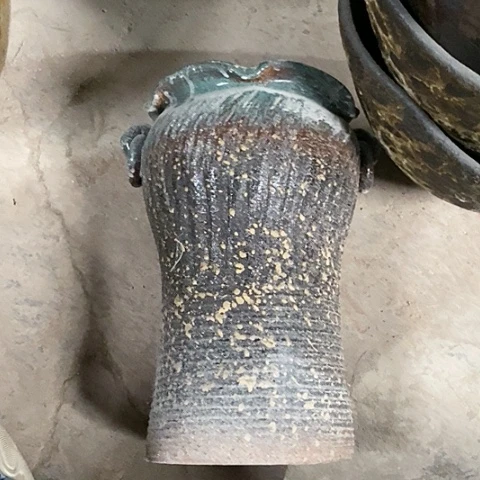 紫砂花盆口20高度36耳环瑕疵磕碰