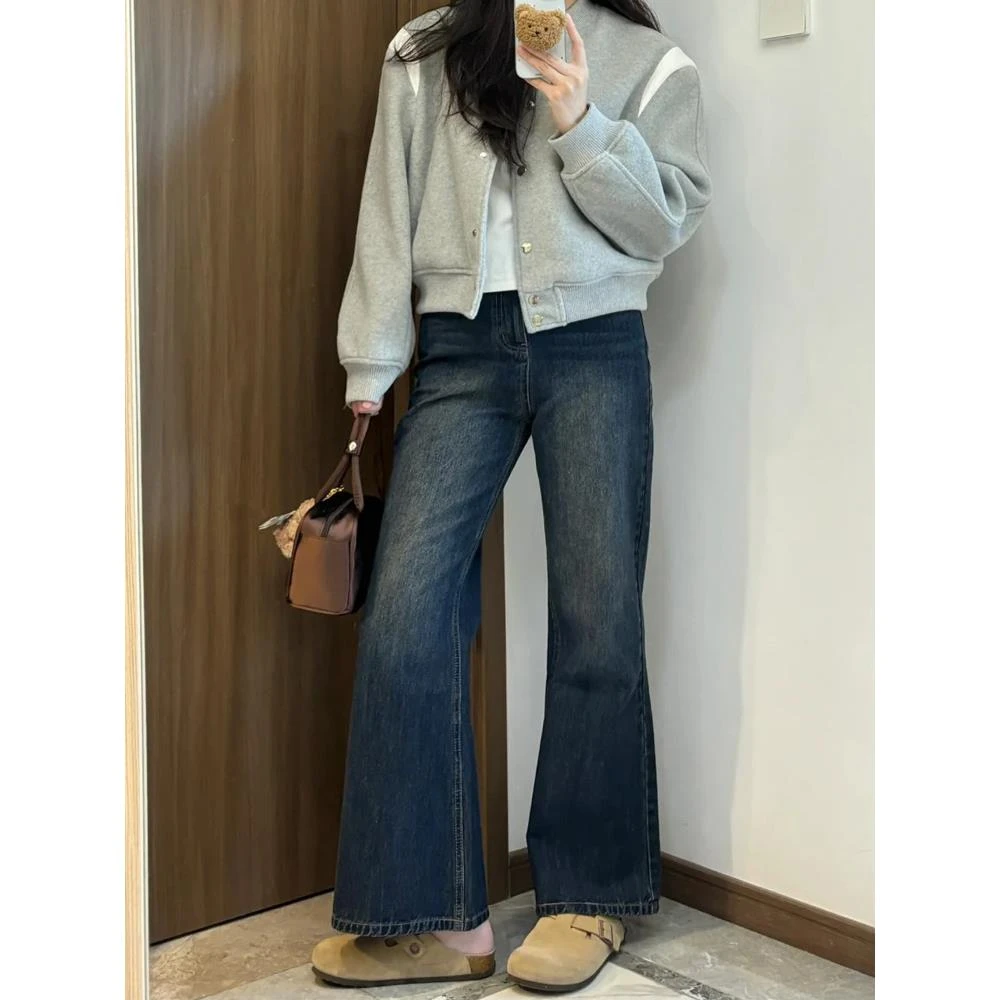 喇叭牛仔裤大码显瘦裤子女款秋冬2025新款胖mm小个子不贴腿微喇裤