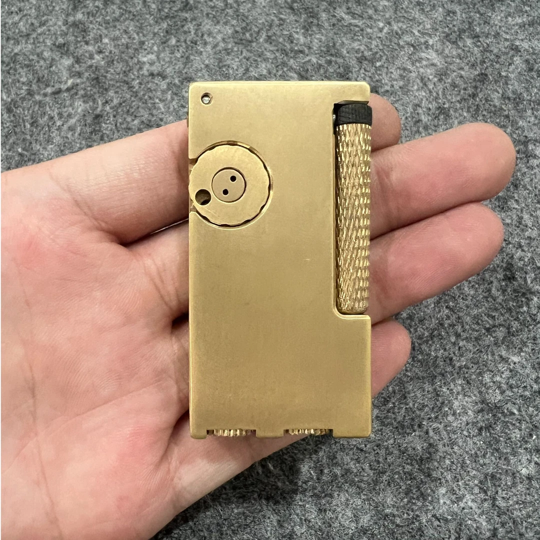 双仓待机王抬壁机光板纯黄铜煤油打火机经典复古砂轮侧滑点火个性