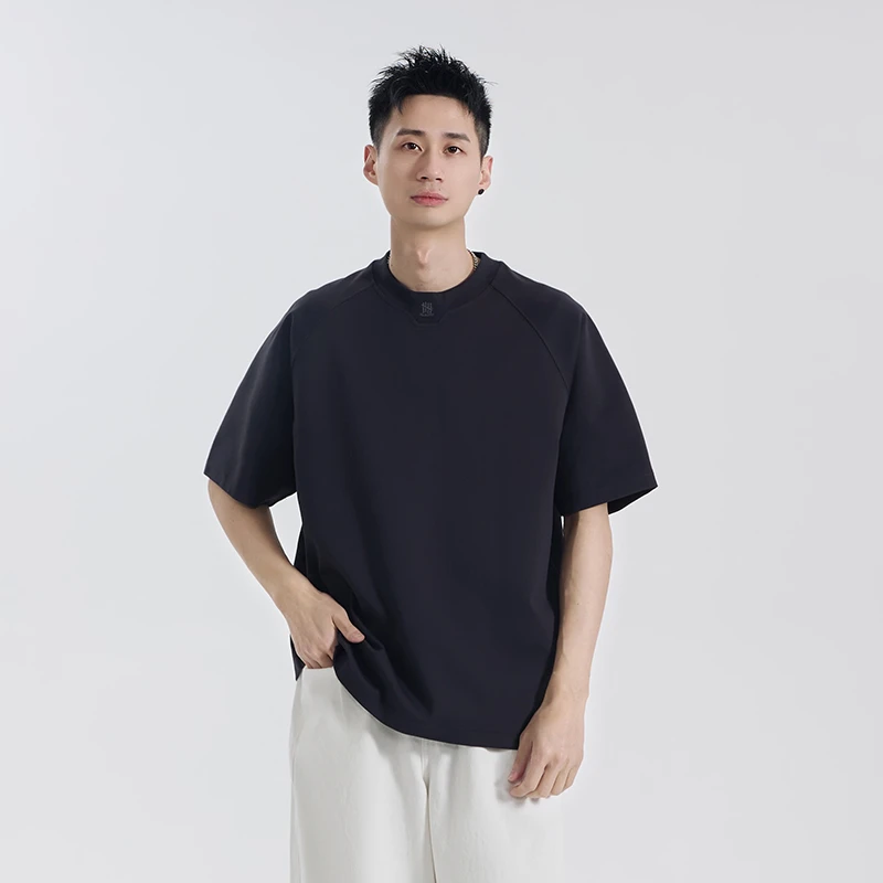 夏季新款短袖简约时尚潮流刺绣百搭高级感男装休闲圆领T恤2059