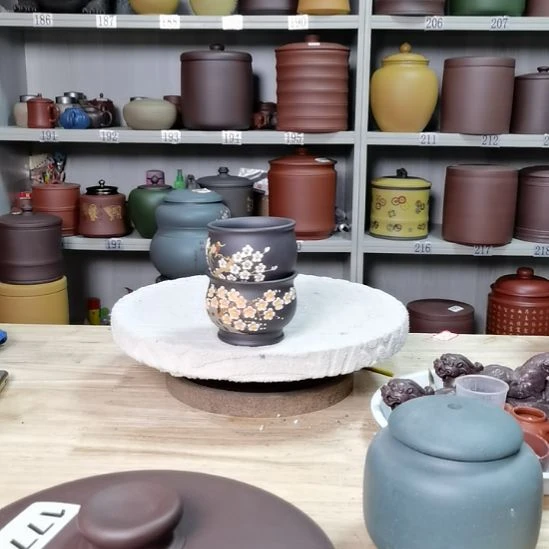 紫砂茶叶罐主人杯堆绘1