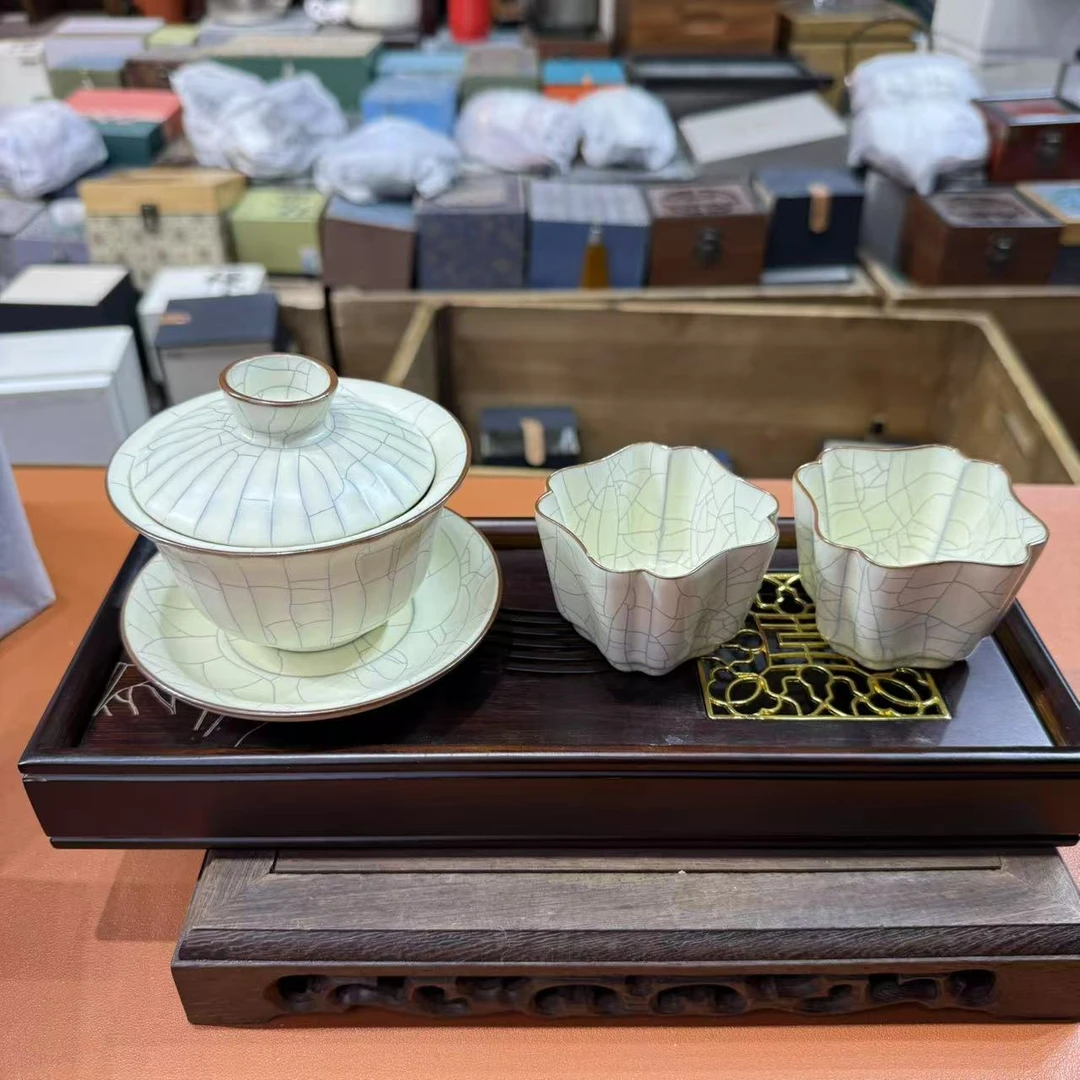 泉德堂三才盖碗加俩杯加茶盘 SM028
