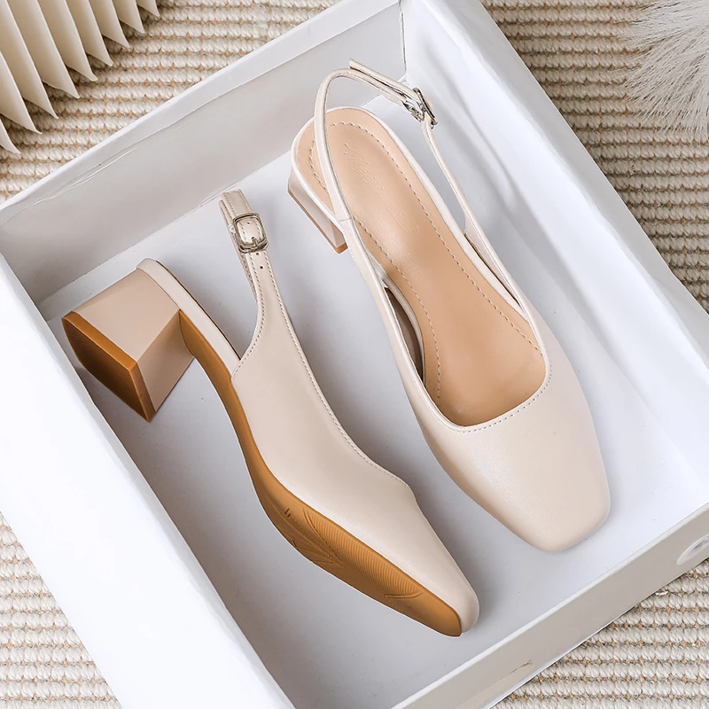 5公分不累脚中跟包头凉鞋女粗跟高跟鞋新款春夏季配裙子气质单鞋