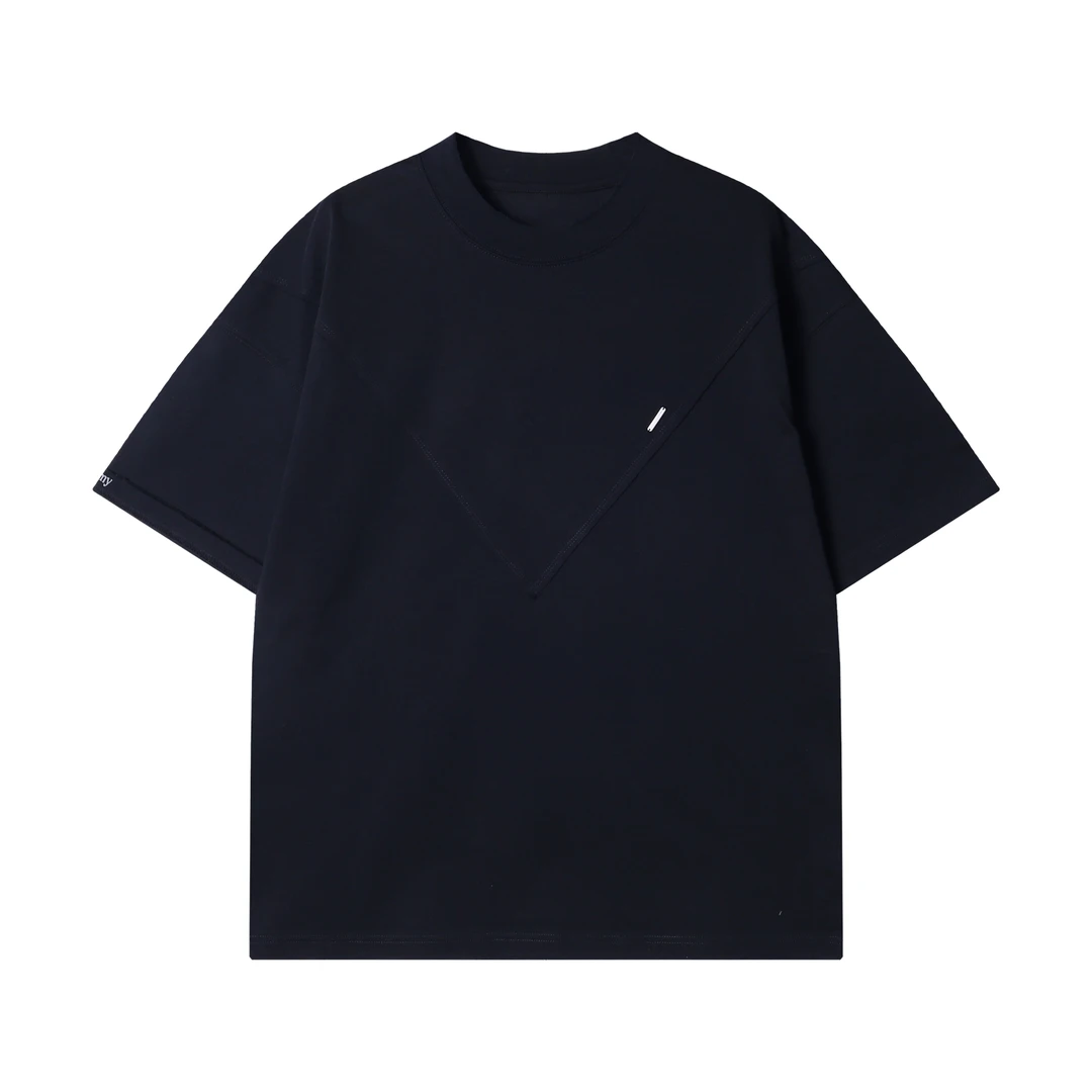 夏季新款时尚个性韩版纯色明线圆领重磅T恤百搭宽松简约半袖上衣