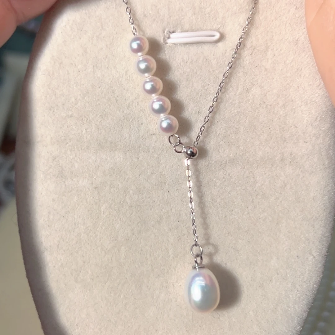 极光镜面天然珍珠下单备注颜色淡水珍珠银S925镶嵌