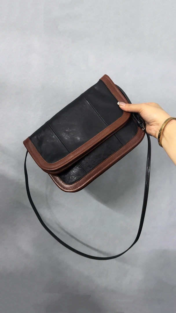 【独品定制】25新款欧版小众设计头层植鞣牛皮撞色复古方包单肩斜挎