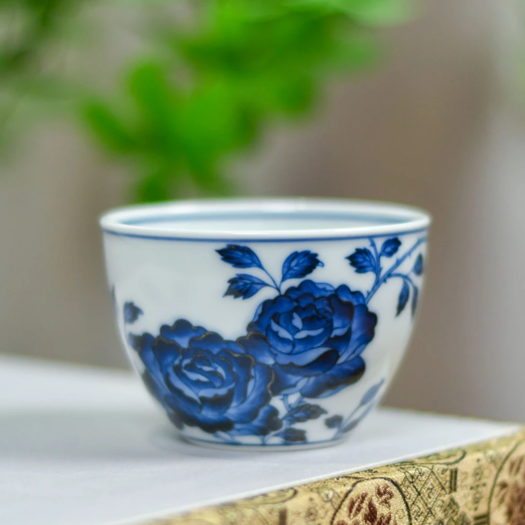 小卿亭·月季花主人杯景德镇纯手工手绘