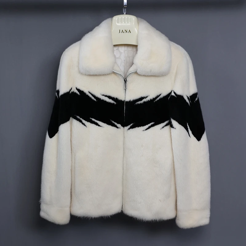 JANA断码清仓 海宁进口水貂重工拼色皮草保暖外套15D-01