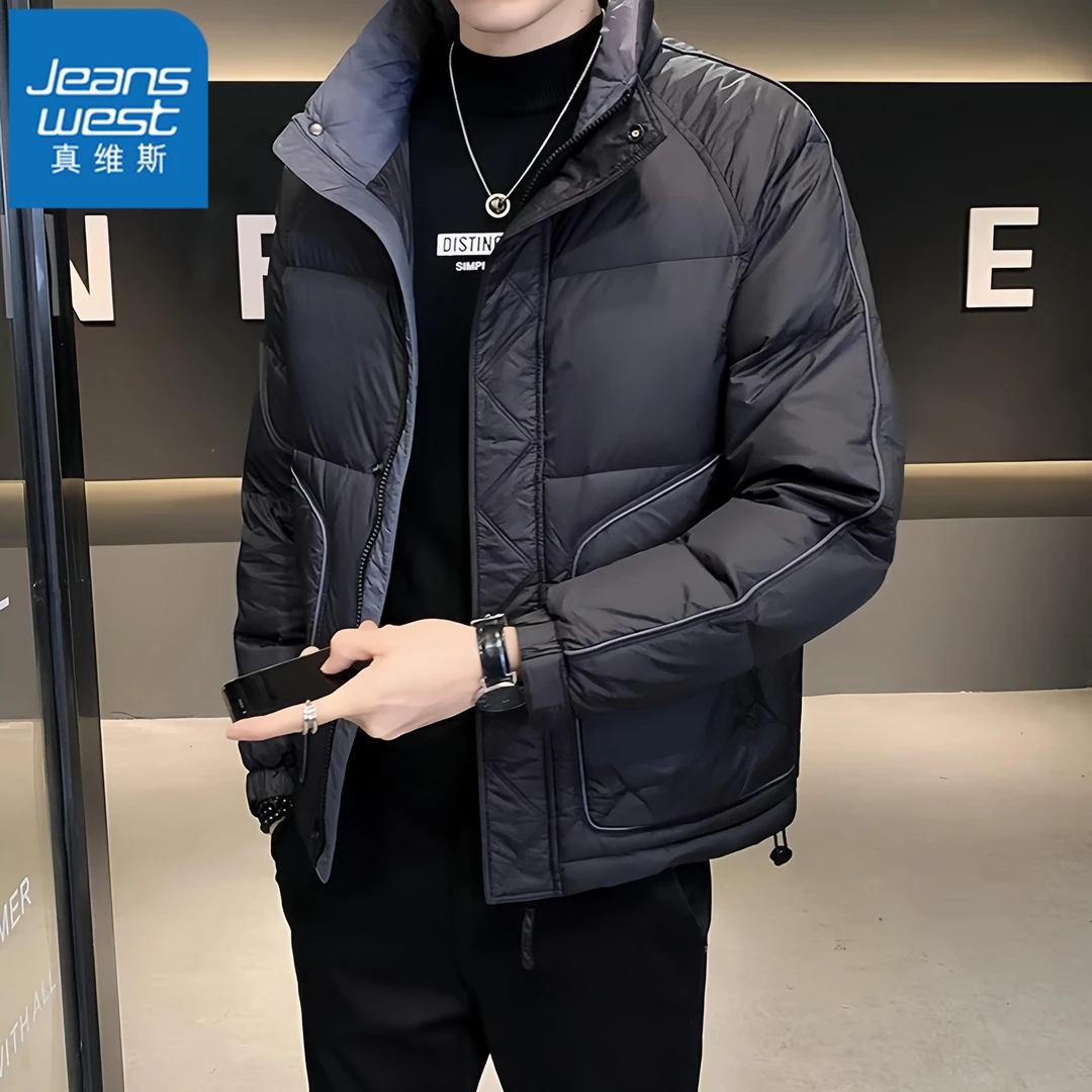 真维斯Jeanswest羽绒服男士轻薄冬季抗寒服新款休闲夹克立领外套