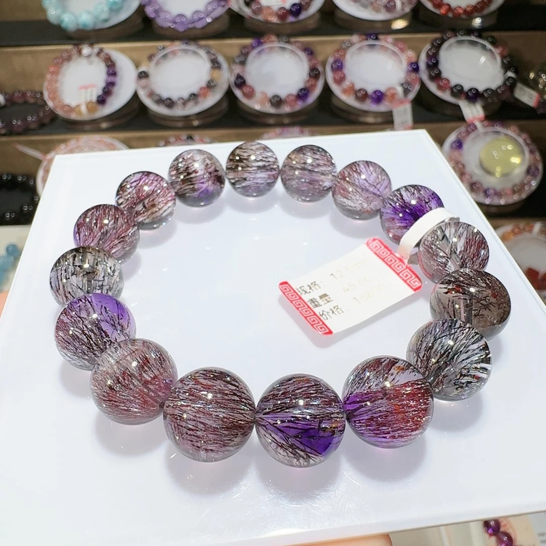 手链未镶嵌水晶12.5mm粗发老矿女王超七手串