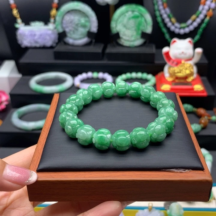 未镶嵌手链翡翠翡翠莲花手串