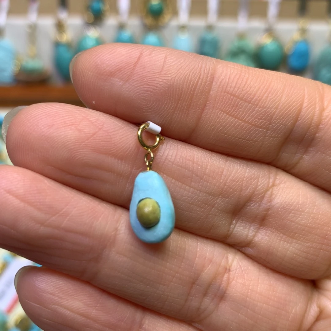 绿松石挂件18K金镶嵌