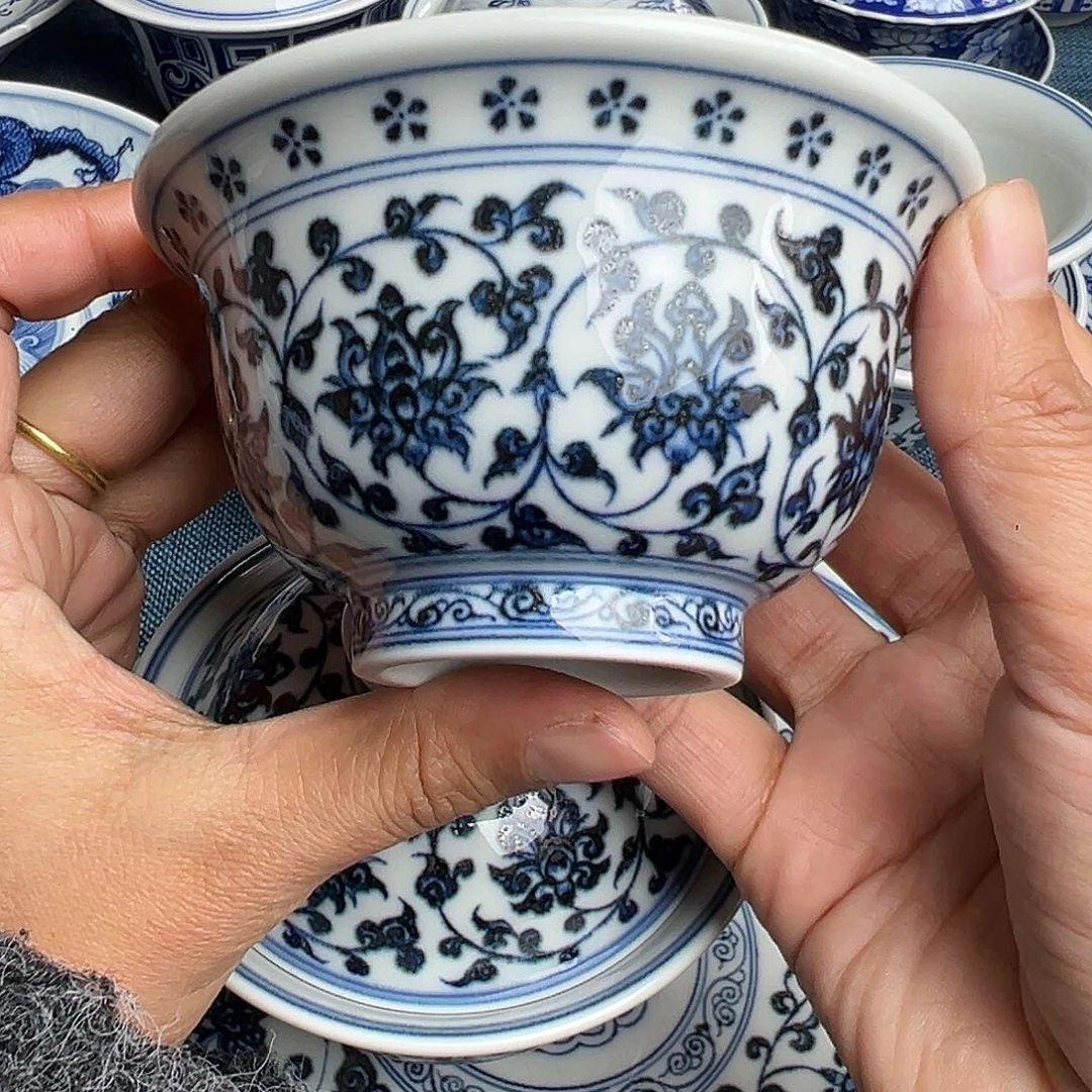 知*/福利压手缠枝莲手工手绘