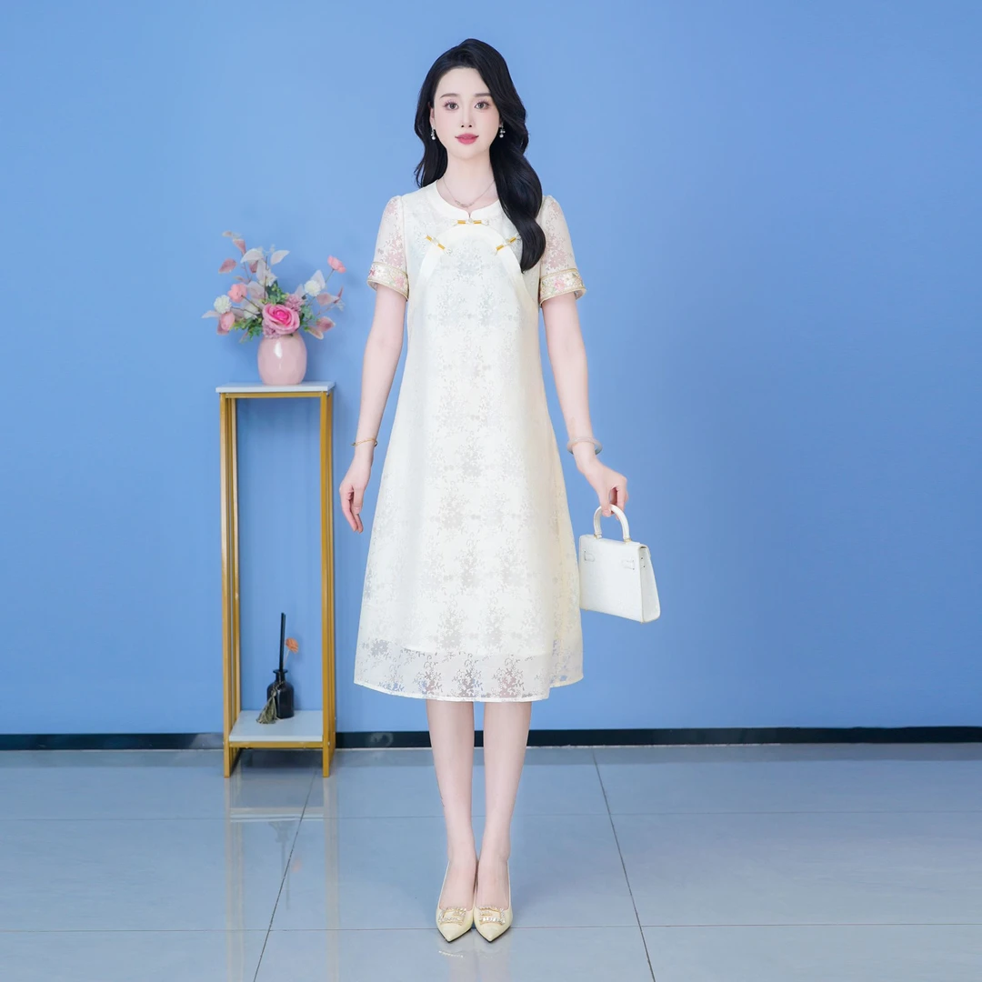 【SJYH2175】2025年夏季新款时尚优雅减龄连衣裙显瘦气质