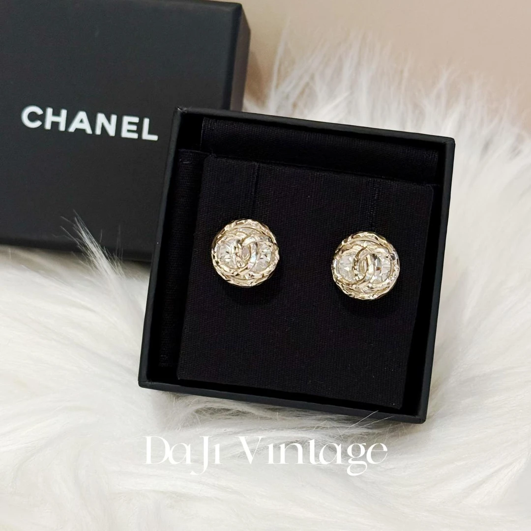 99新 Chanel/香奈儿 大吉中古/香奈儿双c水钻耳钉