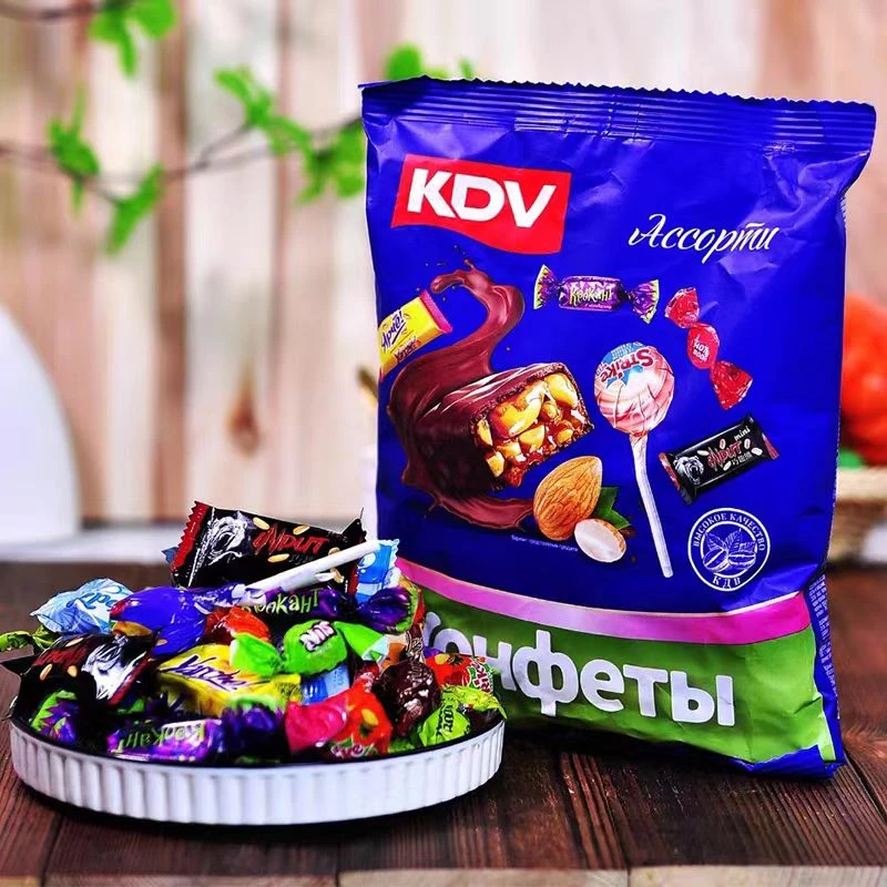 俄罗斯进口巧克力糖果混合装KDV紫皮糖年货结婚喜糖零食品408克