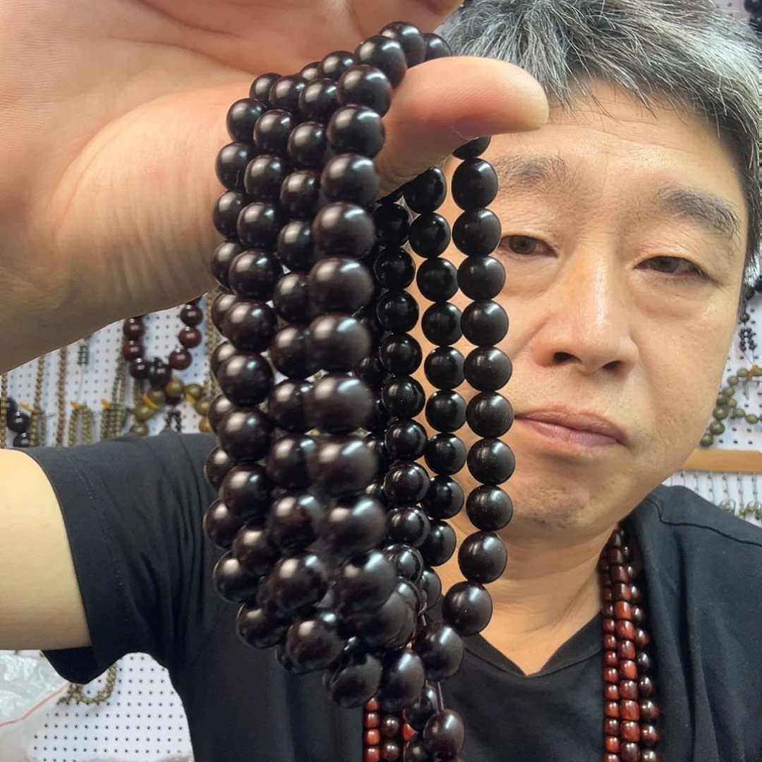 扇子1.0紫檀金星108粒手串